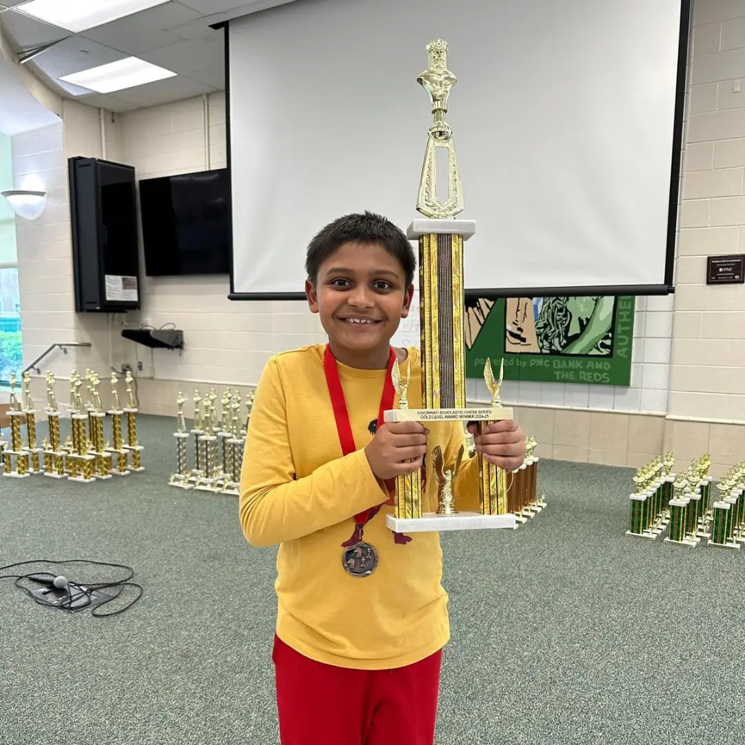 Student learning chess through structured online coaching and tournament achievement