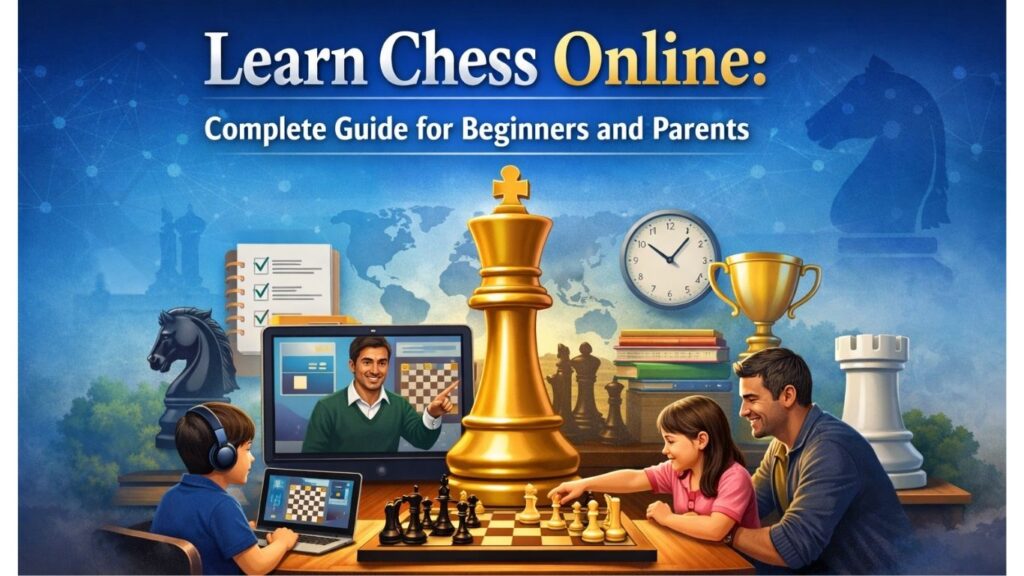 learn chess online guide showing beginners and children learning chess with online coaching and practice