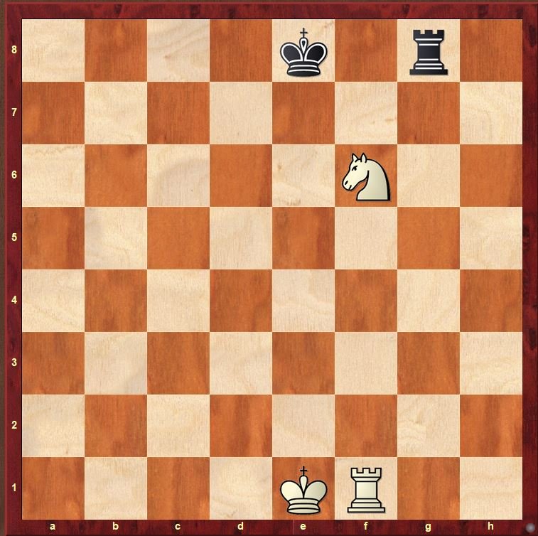 Knight fork in chess attacking the king and rook at the same time