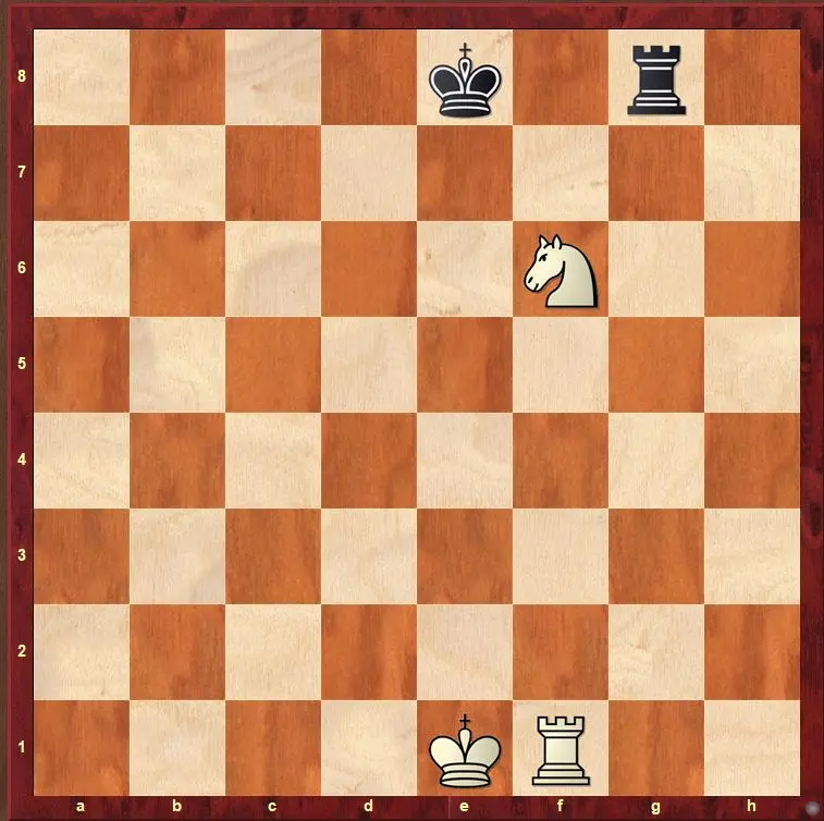 Knight fork in chess attacking the king and rook at the same time