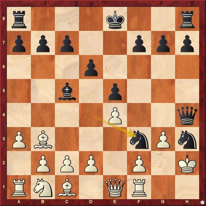 Knight fork in chess attacking both the king and queen