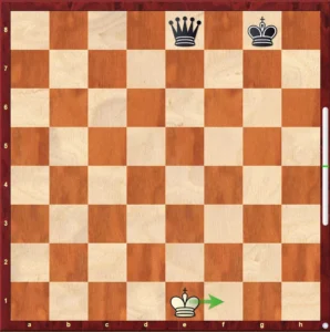 Chess diagram showing how to escape check by moving the king to a safe square that is not under attack.