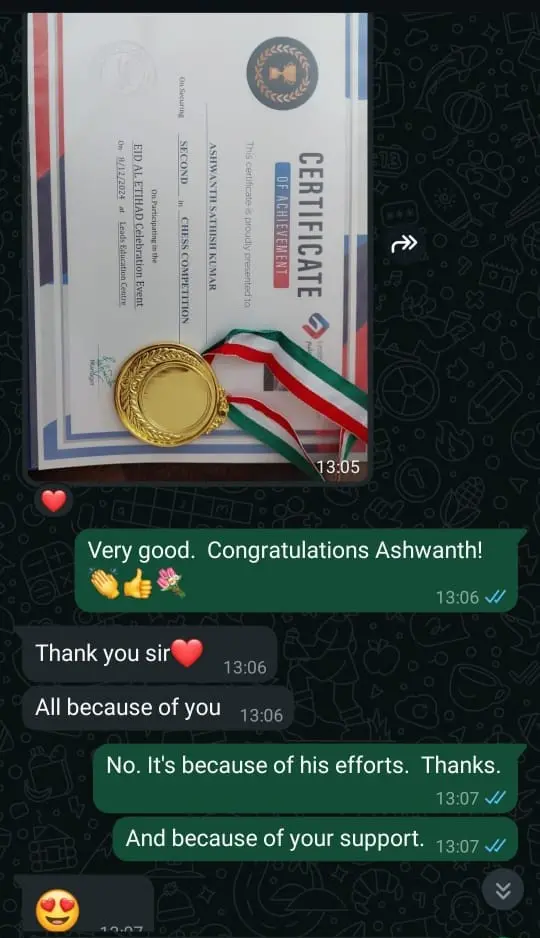 Parent feedback about structured online chess coaching improvement