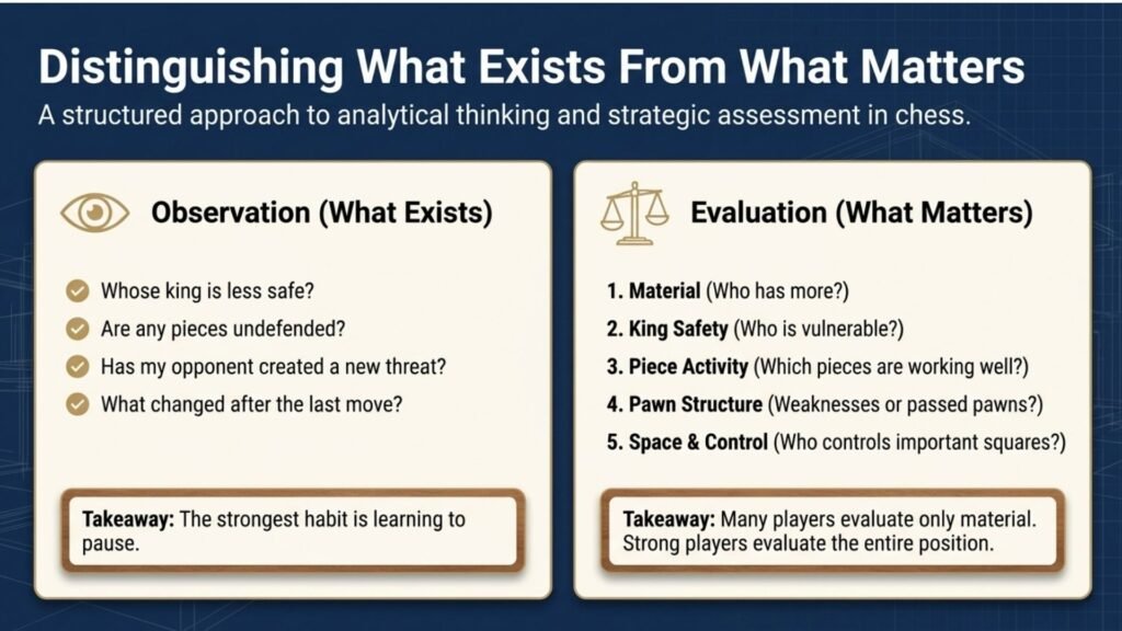 Comparison between observation and evaluation during the chess thinking process.