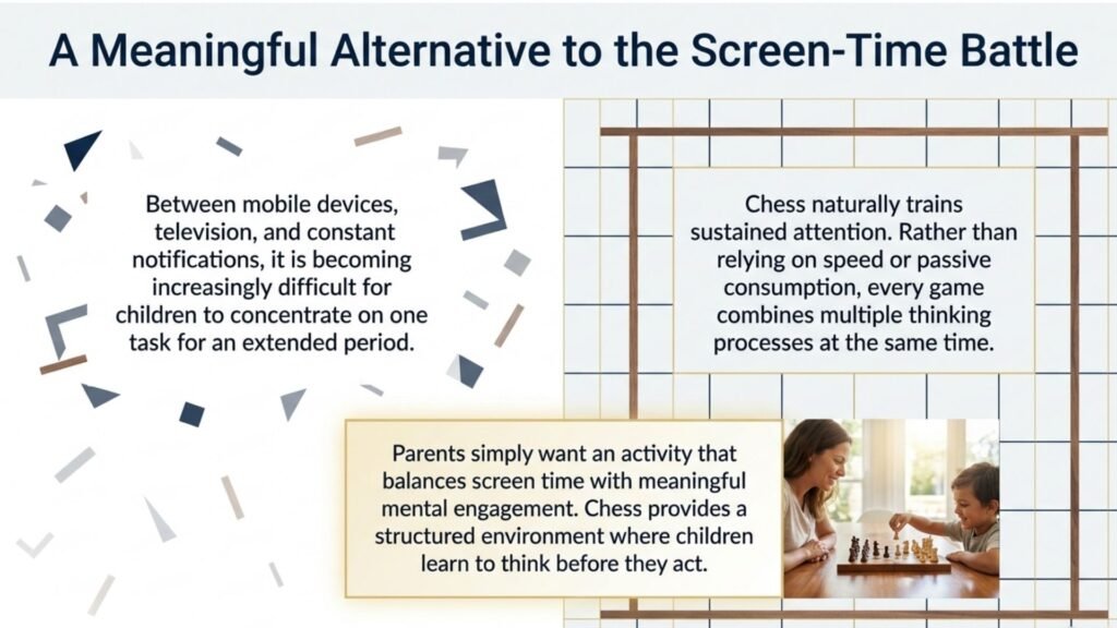 Chess provides children with a meaningful alternative to excessive screen time