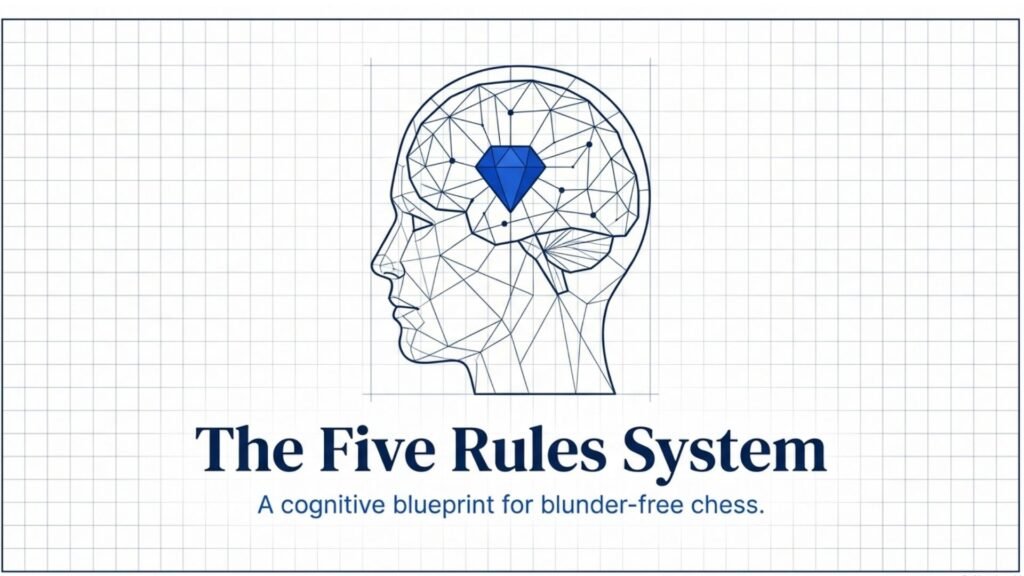 Overview infographic explaining the Five Rules System used before every chess move.