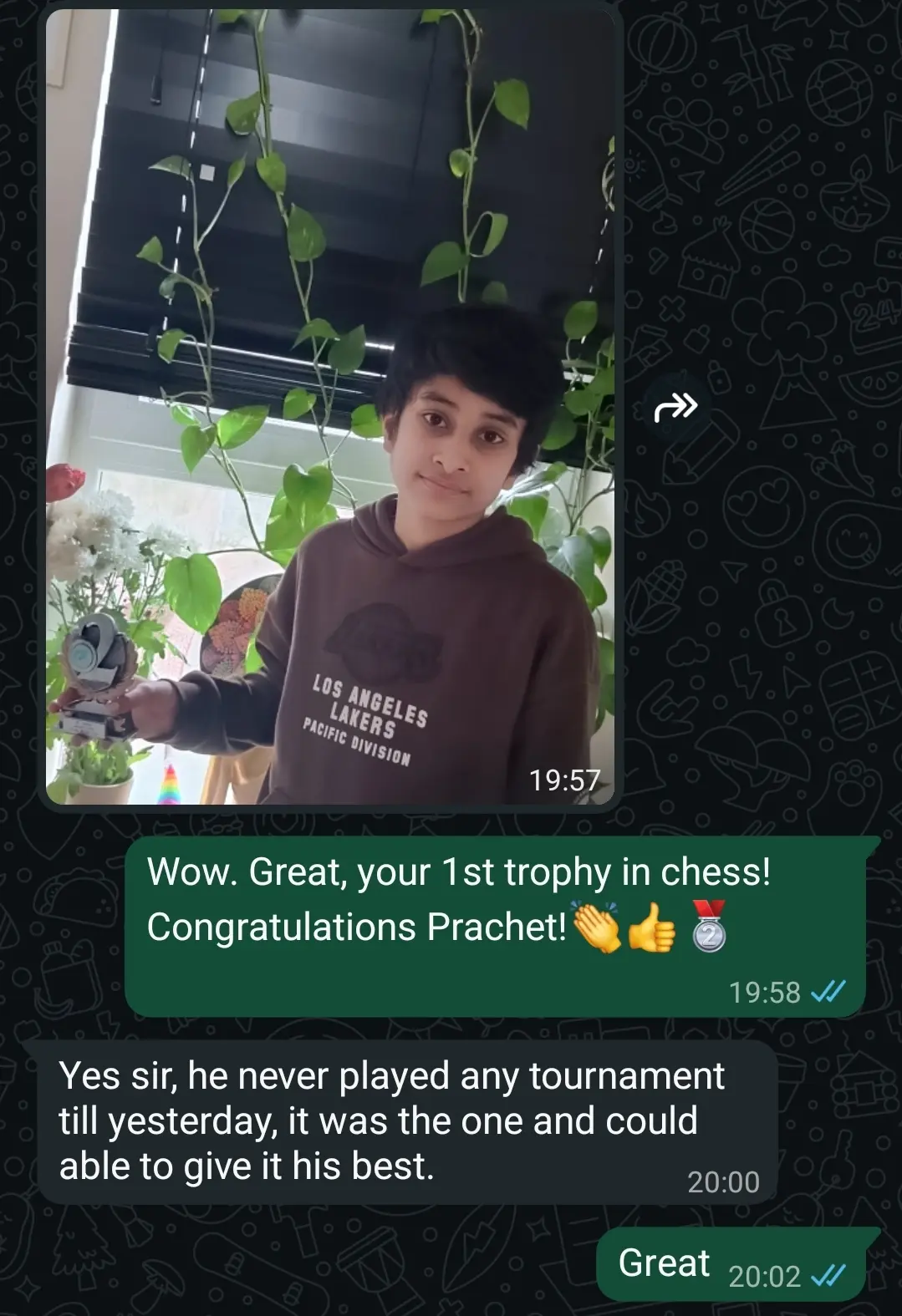 Parent appreciation message for online chess coaching mentorship