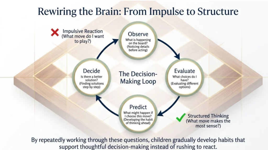 Decision-making cycle children learn through regular chess practice