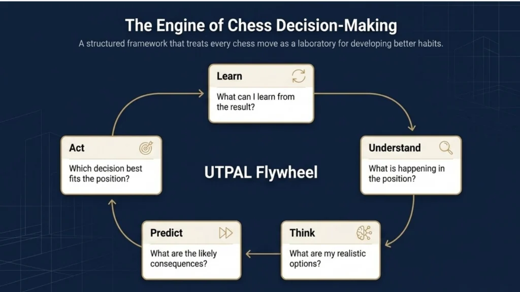 Diagram illustrating the UTPAL Thinking Cycle of Understand, Think, Predict, Act, and Learn.