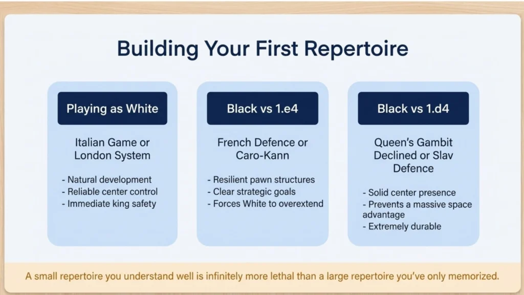 Beginner opening repertoire recommendations for White and Black