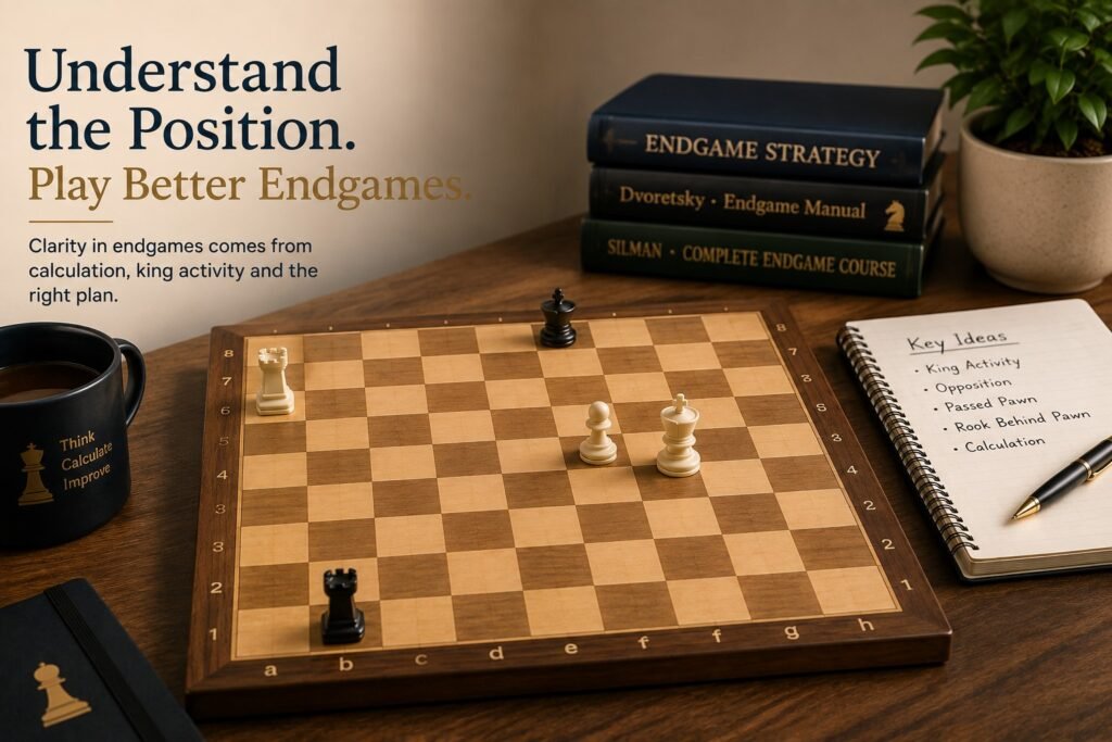Chess endgame position showing king activity, passed pawns and rook endgame strategy