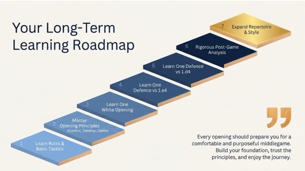 Step-by-step roadmap for learning chess openings from beginner to advanced