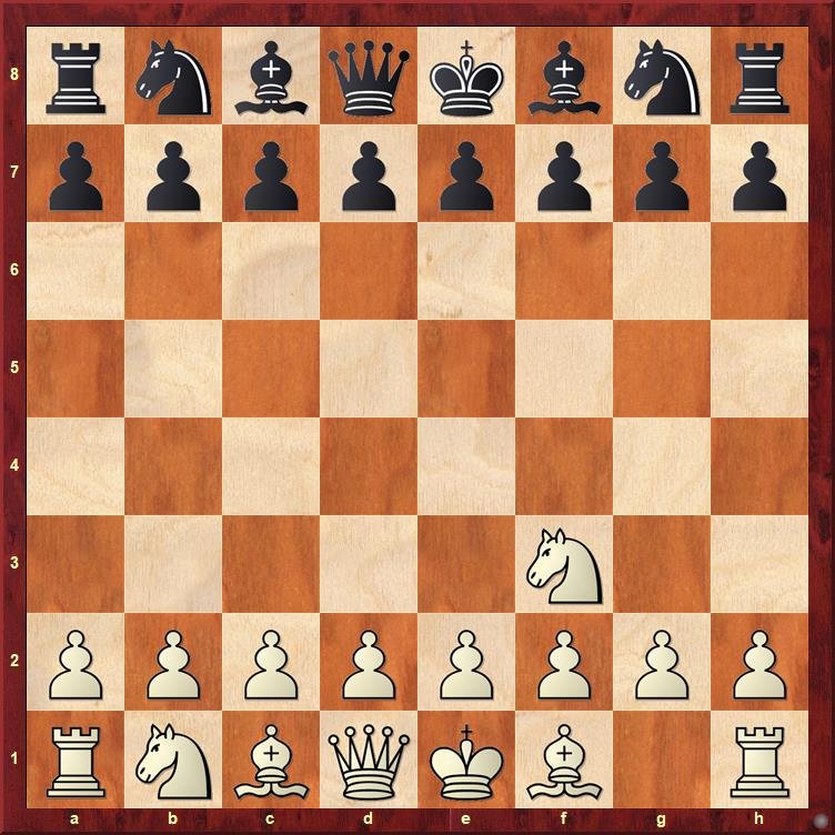 Chessboard showing the flank opening beginning with 1.Nf3