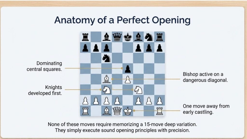 Italian Game position illustrating sound opening development