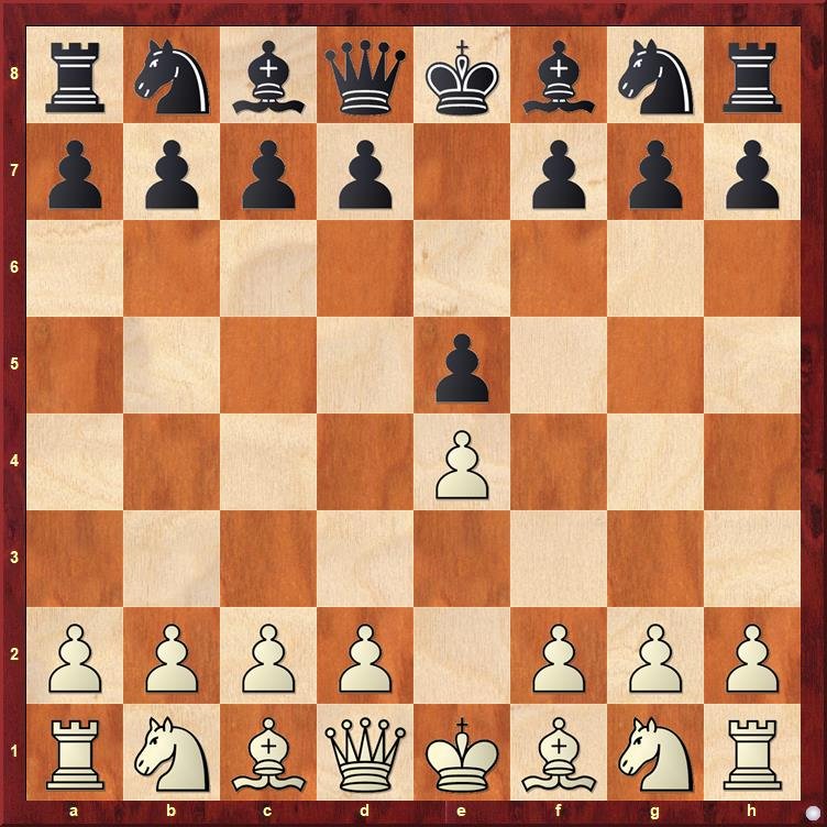 Chessboard showing the Open Games starting position after 1.e4 e5