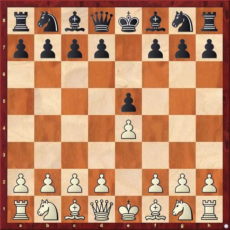 Chessboard showing the Open Games starting position after 1.e4 e5