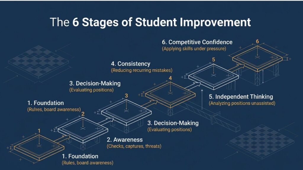 Six Stages of Chess Student Improvement