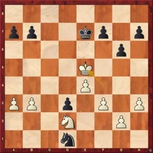 Chess knight endgame position illustrating king activity, pawn blockades, and control of promotion squares.